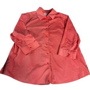 Foxcroft for Appleseeds Women's sz 16W Shaped Peach Button Up Blouse Shirt